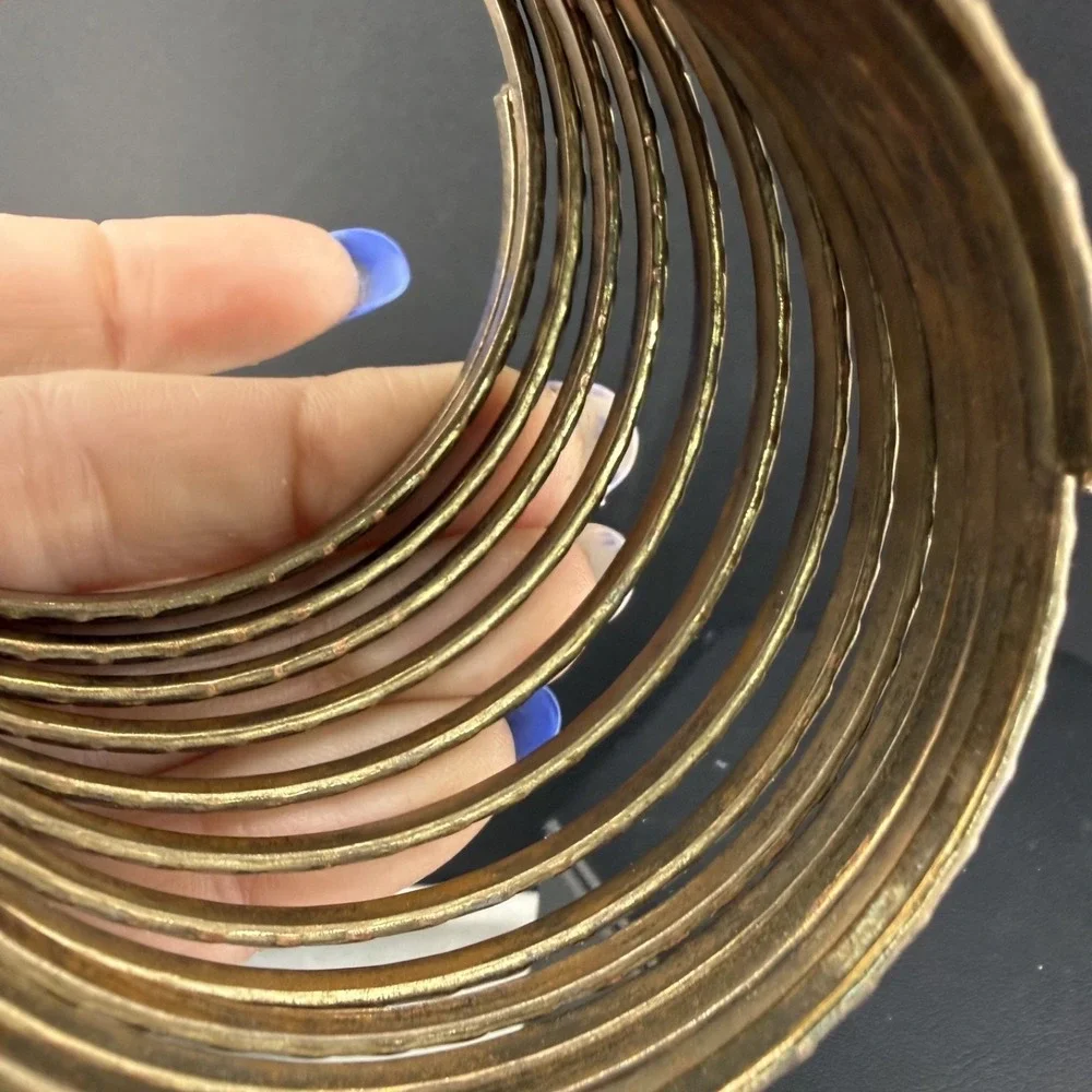 Vintage Bangle Bracelet Wide Stacked Wire 8.5" - Picture 5 of 8